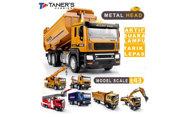 Diecast Truck Trailer Container Damkar Excavator Crane 1:43